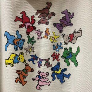 Grateful Dead Natural Baja With Dancing Bear Designs NWT